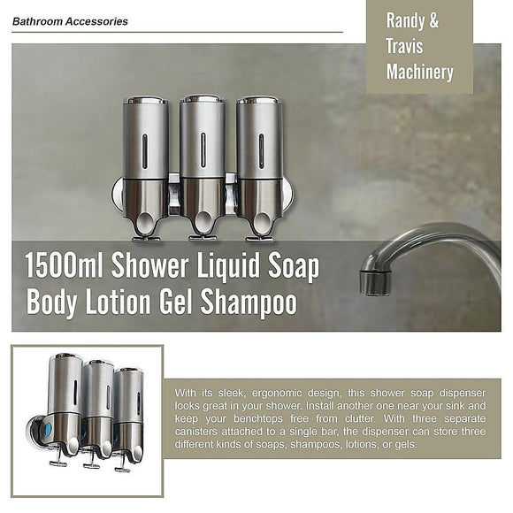 1500ml Shower Liquid Soap Body Lotion Gel Shampoo Bathroom Dispenser