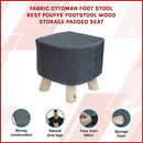 Fabric Ottoman Foot Stool Rest Pouffe Footstool Wood Storage Padded Seat-2