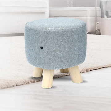 Fabric Ottoman Foot Stool Rest Pouffe Footstool Wood Storage Padded Seat - 0