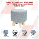 Fabric Ottoman Foot Stool Rest Pouffe Footstool Wood Storage Padded Seat-3