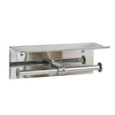 Stainless Steel Double Toilet Paper Holder Towel Roll Tissue Rack Storage Shelf-5