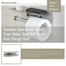 Stainless Steel Double Toilet Paper Holder Towel Roll Tissue Rack Storage Shelf-9