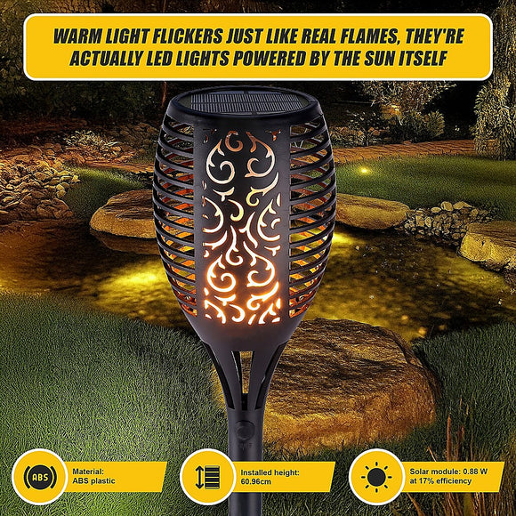 10 Pack Solar Torch Lights 96 LED Flickering Lighting Dancing Flame Garden Lamp