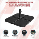 Outdoor Patio 4-Piece Cantilever Offset 3M Umbrella Base Stand Weight Water Sand-5