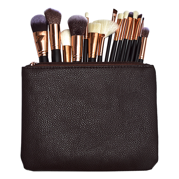 Soft 15Pcs Pro Face Powder Makeup Brushes Set Eyeshader Blending Highlight Tools