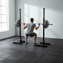 Adjustable Squat Rack Pair Steel Barbell Bench Press Stands Gym Home-1