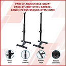 Adjustable Squat Rack Pair Steel Barbell Bench Press Stands Gym Home-4