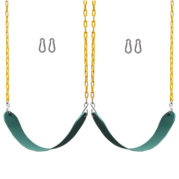 2 Pack Heavy Duty Playground Swing Seats with 66 Inch Plastic Coated Chains for Outdoor Backyard Play