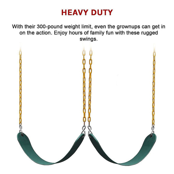2 Pack Heavy Duty Playground Swing Seats with 66 Inch Plastic Coated Chains for Outdoor Backyard Play