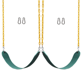 2 Pack Swings Seats Heavy Duty 66" Chain Plastic Coated Playground Swing