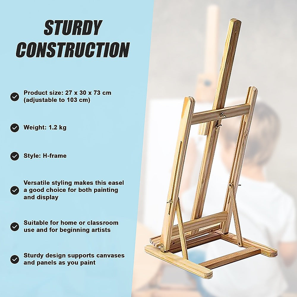 Tabletop Easel Wood Studio H-Frame Artist Art Display Painting Shop Tripod Stand Wedding