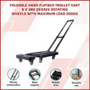 Foldable Hand Flatbed Trolley Cart 6 x 360 Degree Rotating Wheels with Maximum Load 200Kg-6