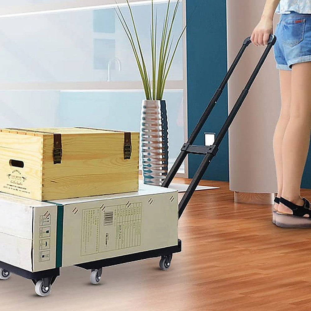 Foldable Hand Flatbed Trolley Cart 6 x 360 Degree Rotating Wheels with Maximum Load 200Kg - 0