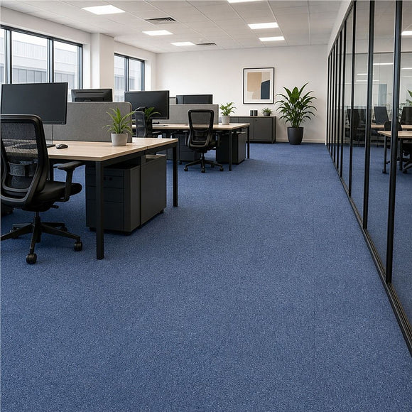 5m2 Box of Premium Carpet Tiles Commercial Domestic Office Heavy Use Flooring Blue