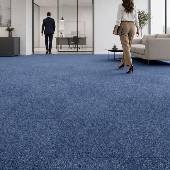 5m2 Box of Premium Carpet Tiles Commercial Domestic Office Heavy Use Flooring Blue