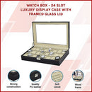 Watch Box - 24 Slot Luxury Display Case With Framed Glass Lid-2