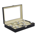 Watch Box - 24 Slot Luxury Display Case With Framed Glass Lid-7