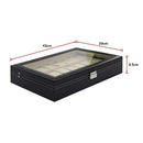 Watch Box - 24 Slot Luxury Display Case With Framed Glass Lid-12