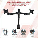 Dual LCD Monitor Desk Mount Stand Adjustable Fits 2 Screens Up To 27"-2