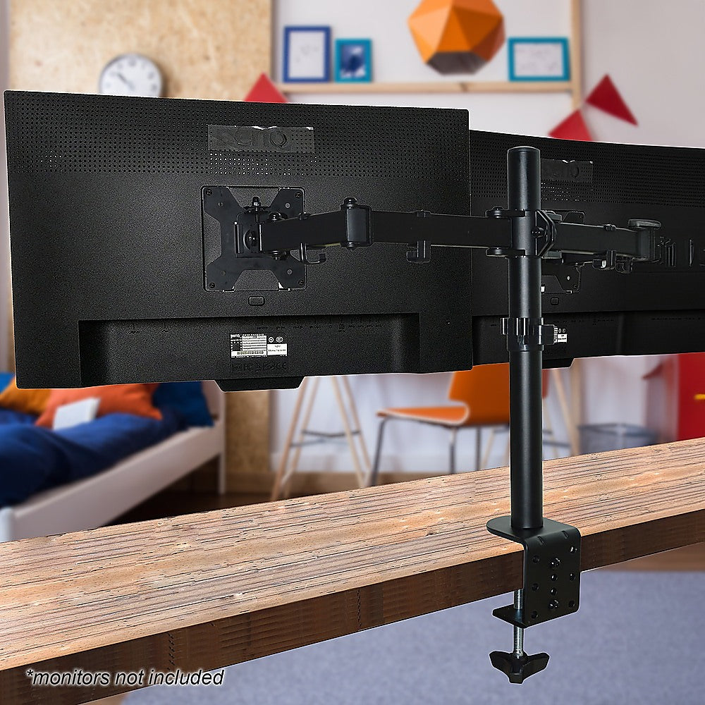 Dual LCD Monitor Desk Mount Stand Adjustable Fits 2 Screens Up To 27" - 0