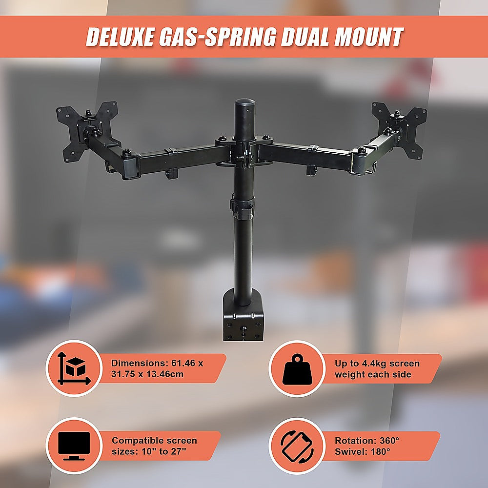 Dual LCD Monitor Desk Mount Stand Adjustable Fits 2 Screens Up To 27"