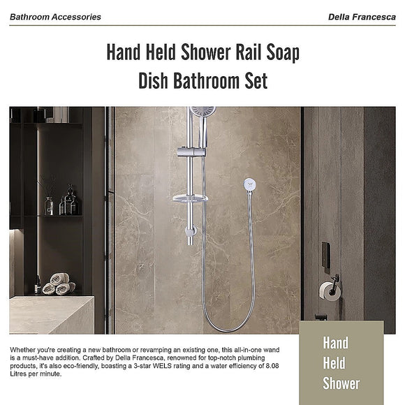 Hand Held Shower Rail Soap Dish Bathroom Set