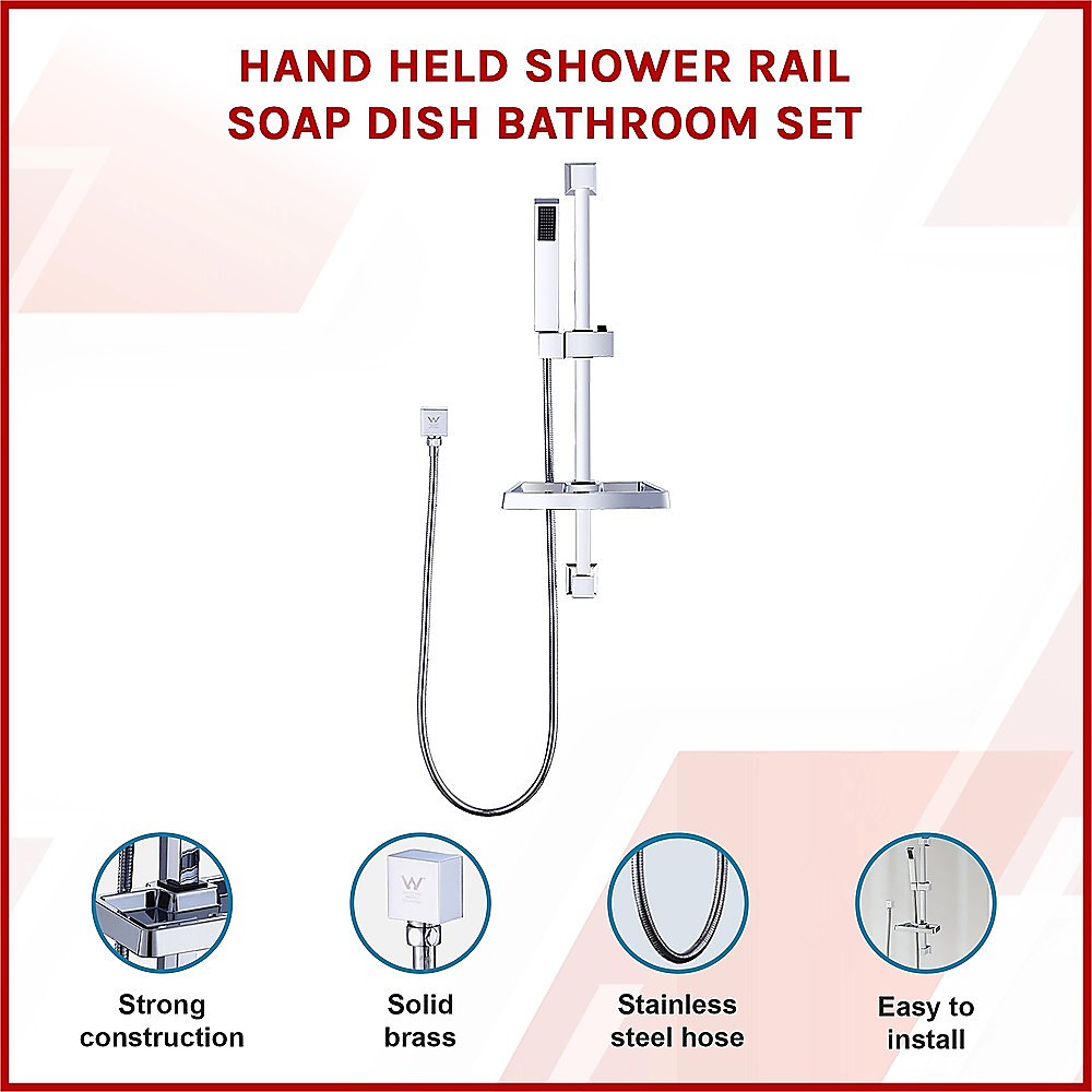 Hand Held Shower Rail Soap Dish Bathroom Set