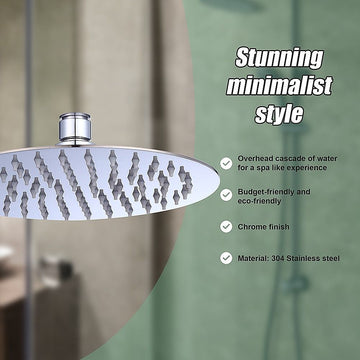 200mm Shower Head Round 304SS Polished Chrome Finish - 0