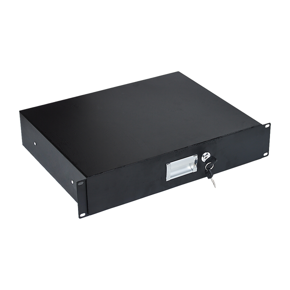 19" Rack Mount 2U Steel Plate DJ Drawer Equipment Cabinet Locking Lockable
