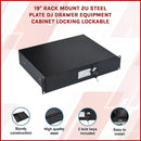 19" Rack Mount 2U Steel Plate DJ Drawer Equipment Cabinet Locking Lockable-3