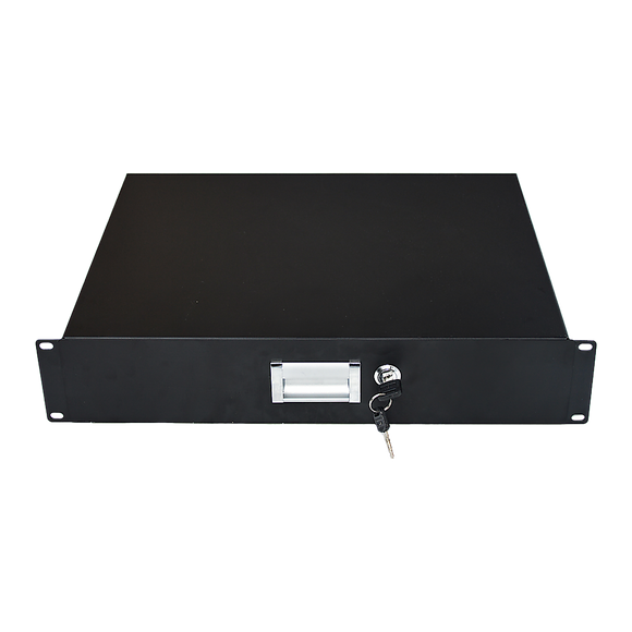19" Rack Mount 2U Steel Plate DJ Drawer Equipment Cabinet Locking Lockable