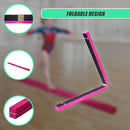 2.2m Gymnastics Folding Balance Beam Pink Synthetic Suede-8