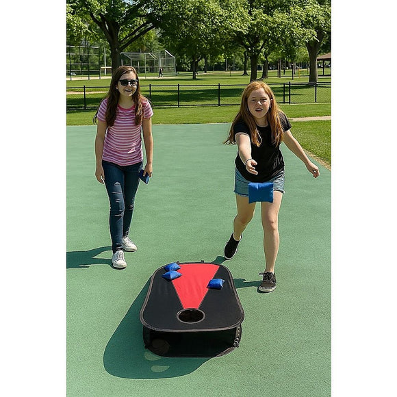 Collapsible Portable Corn Hole Boards With 8 Cornhole Bean Bags, Carry Case