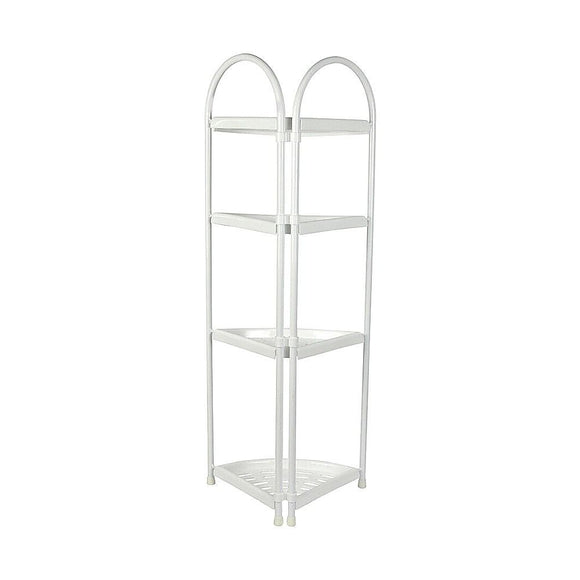 4 Tier Shower Corner Shelf White Freestanding Bathroom Storage Rack Bath Caddy Organiser