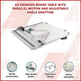 A3 Drawing Board Table with Parallel Motion and Adjustable Angle Drafting - 0