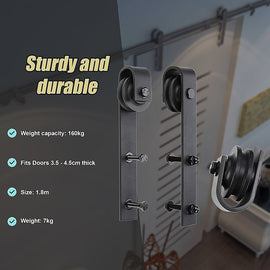 1.8m Sliding Barn Door Hardware Heavy Duty Sturdy Kit - 0