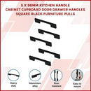 5 x 96mm Kitchen Handle Cabinet Cupboard Door Drawer Handles square Black furniture pulls-2
