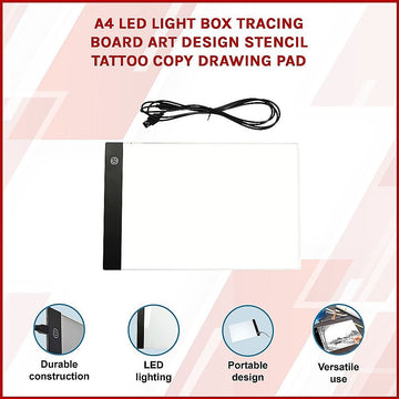 A4 LED Light Box Tracing Board Art Design Stencil Tattoo Copy Drawing Pad - 0