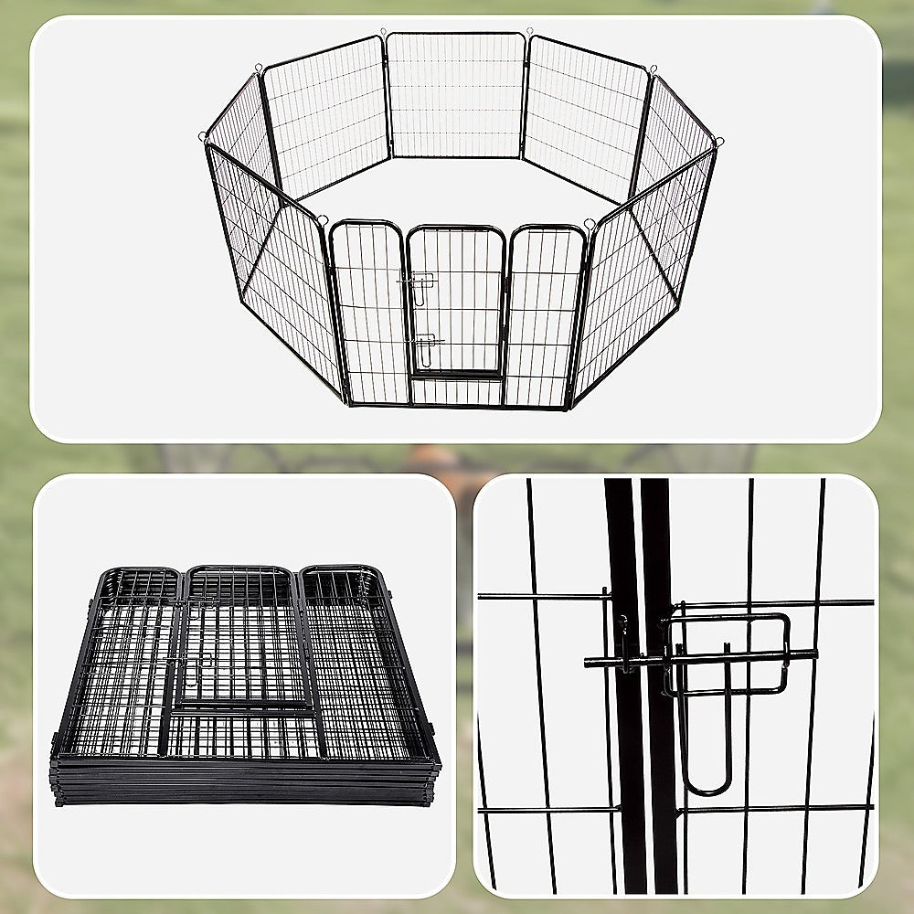 8 Panel Heavy Duty Pet Dog Playpen Puppy Exercise Fence Enclosure Cage