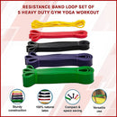 Resistance Band Loop Set of 5 Heavy Duty Gym Yoga Workout-2