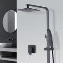 WELS 8" Rain Shower Head Set Square Dual Heads Faucet High Pressure With Mixer-1