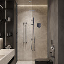 WELS 8" Rain Shower Head Set Square Dual Heads Faucet High Pressure With Mixer-8