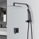 WELS 8" Rain Shower Head Set Square Dual Heads Faucet High Pressure With Mixer-1