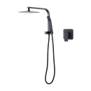 WELS 8" Rain Shower Head Set Square Dual Heads Faucet High Pressure With Mixer-5