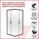 900 x 1000mm Sliding Door Nano Safety Glass Shower Screen By Della Francesca-2