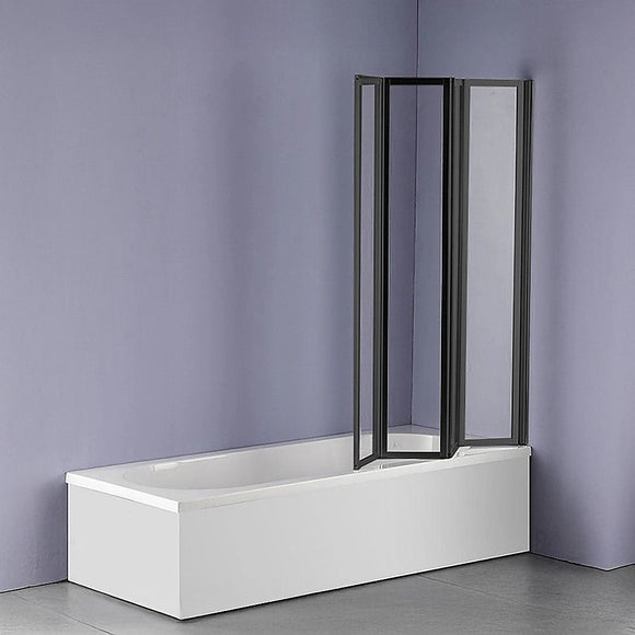 4 Fold Black Folding Bath Shower Screen Door Panel 1000 x 1400mm