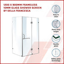 900 x 900mm Frameless 10mm Glass Shower Screen By Della Francesca-3