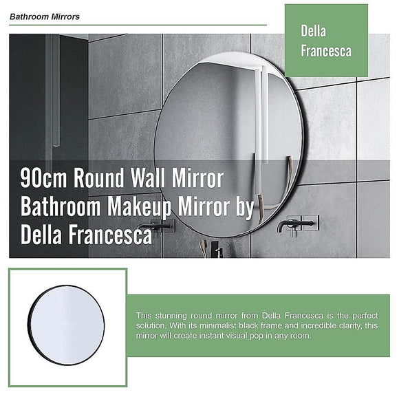 90cm Round Wall Mirror Bathroom Makeup Mirror by Della Francesca