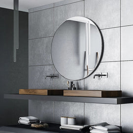 90cm Round Wall Mirror Bathroom Makeup Mirror by Della Francesca - 0