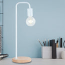 Modern Table lamp Desk Light Timber Base Bedside Bedroom White-1